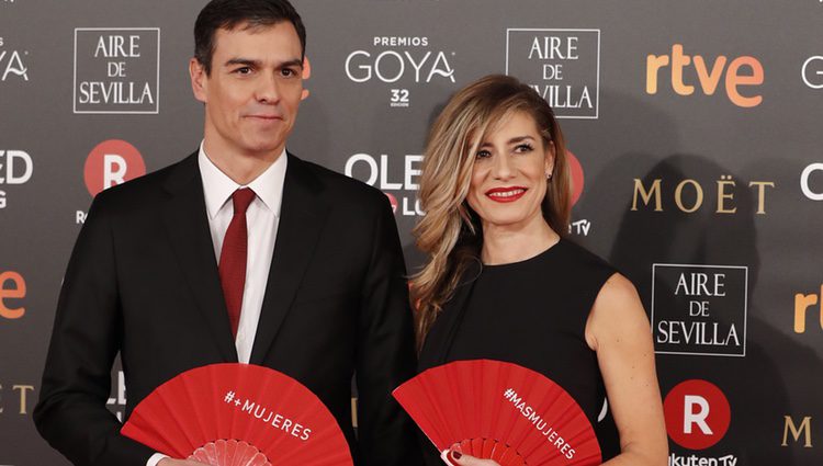 Pedro Sánchez y Begoña Gómez en la alfombra roja de los Premios Goya 2018