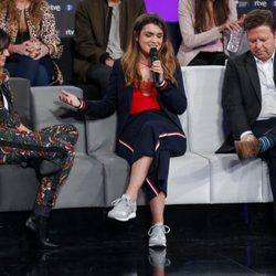 Amaia hablando durante la rueda de prensa del final de 'OT 2017'