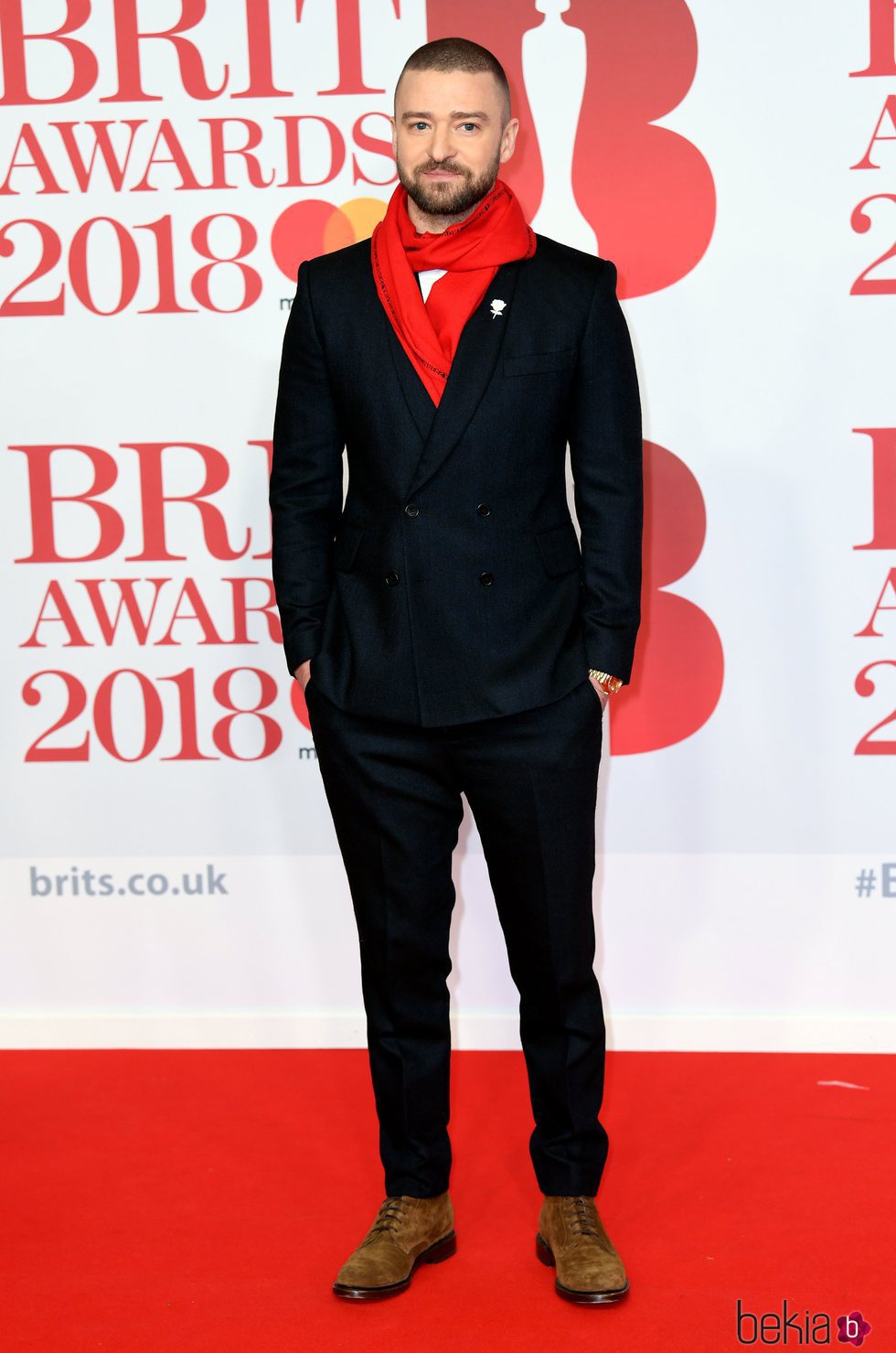 Justin Timberlake en la alfombra roja de los Brit Awards 2018