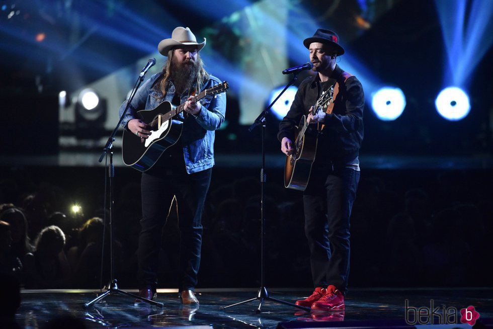 Justin Timberlake y Chris Stapleton cantando en los Brit Awards 2018