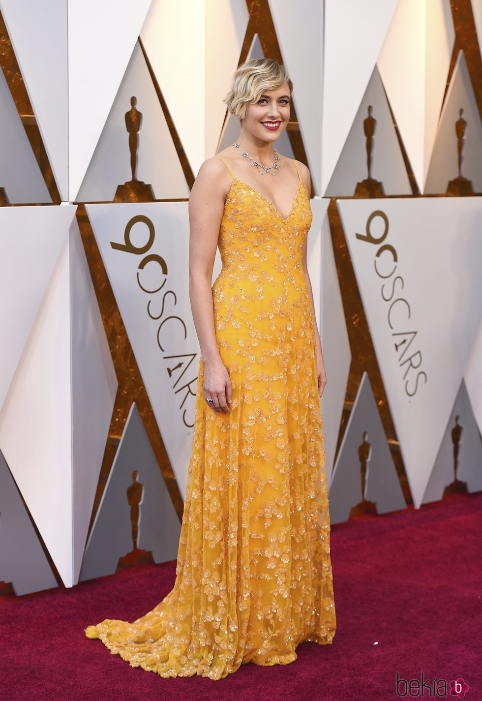 Greta Gerwig en la alfombra roja de los Premios Oscar 2018