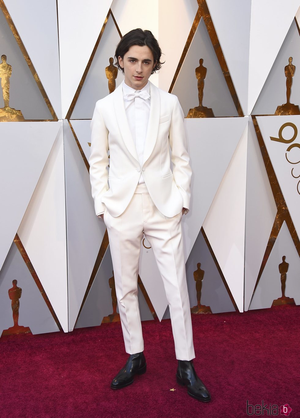 Timothee Chalamet en la alfombra roja de los Premios Oscar 2018