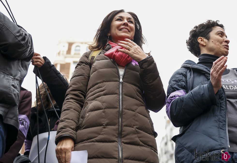 Isabel Gemio en la huelga del 8 de marzo por el Día de las Mujeres