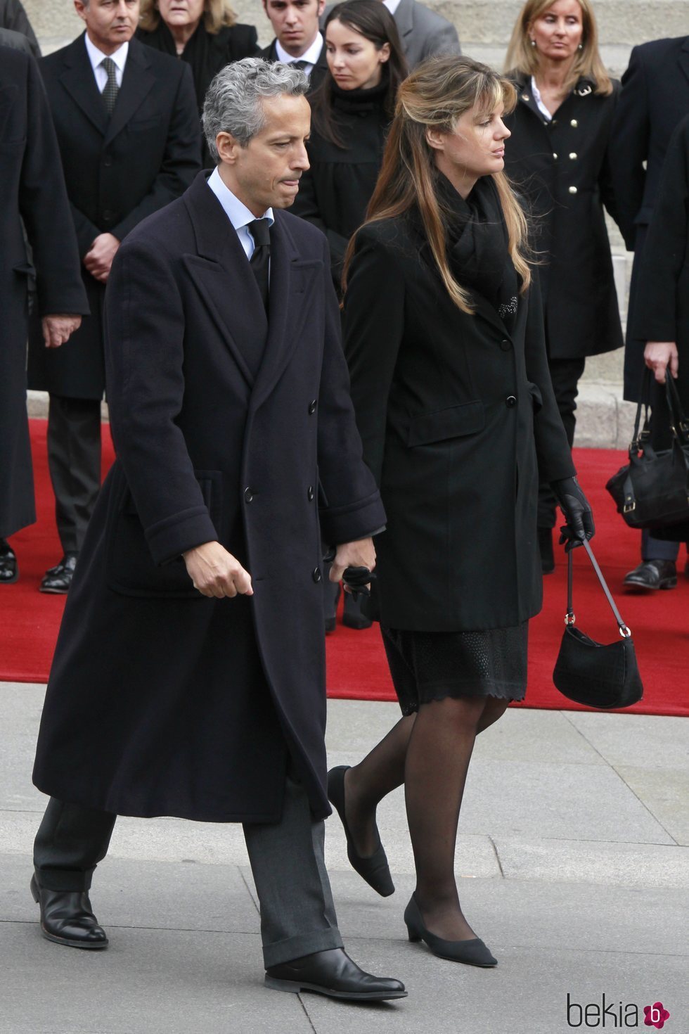 Francisco Javier Suárez Illana junto a su mujer en el funeral de su padre Adolfo Suárez