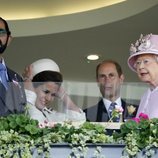 El Emir de Dubái, Haya de Jordania, el Príncipe Eduardo y la Reina Isabel