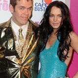 Pérez Hilton en su cumpleaños con Lindsay Lohan