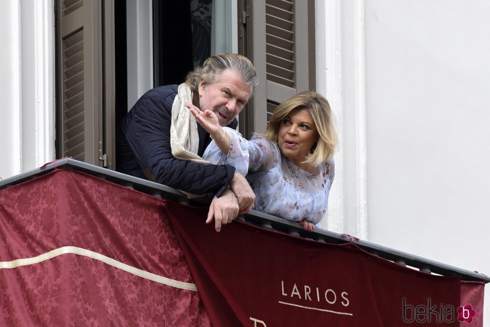 Bigote Arrocet y Terelu Campos en la Semana Santa de Málaga