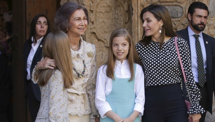 La Reina Sofía, la Reina Letizia, la Princesa Leonor y la Infanta Sofía en la Misa de Pascua 2018