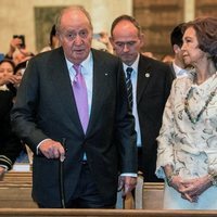 Los Reyes Juan Carlos y Sofía durante la celebración de la Misa de Pascua 2018