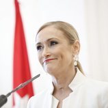 Cristina Cifuentes en la rueda de prensa en la que ha anunciado su dimisión