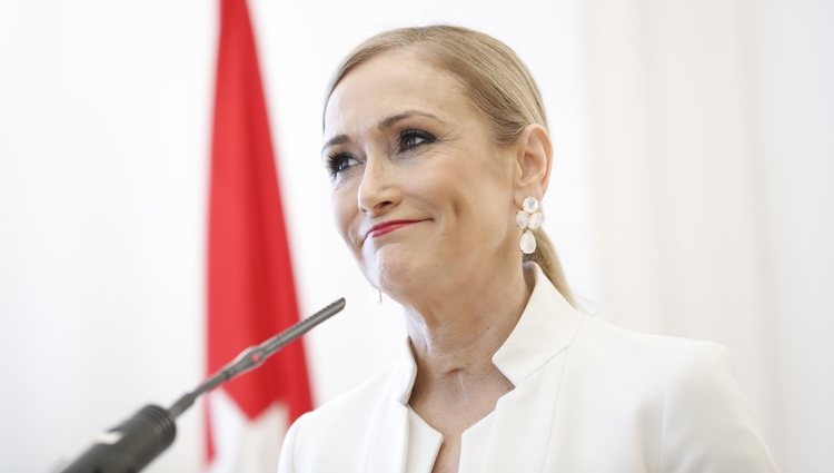 Cristina Cifuentes en la rueda de prensa en la que ha anunciado su dimisión