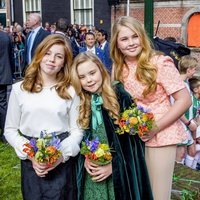 Las princesas Alexia, Ariane y Amalia en el cumpleaños del Rey Guillermo de Holanda