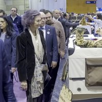 La Reina Sofía con un gato en la feria 100x100 mascota