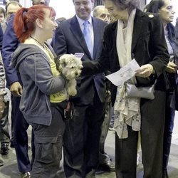 La Reina Sofía acaricia a un perro en la feria 100x100 Mascota