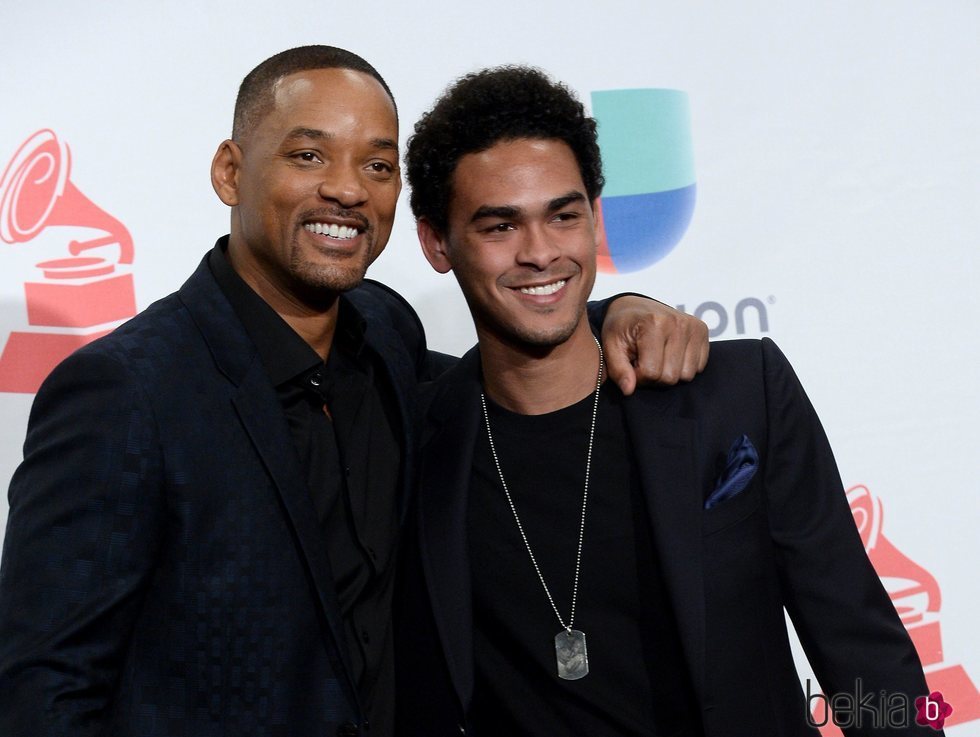 Will Smith junto a su hijo Trey Smith en los GRAMMY Latinos 2016