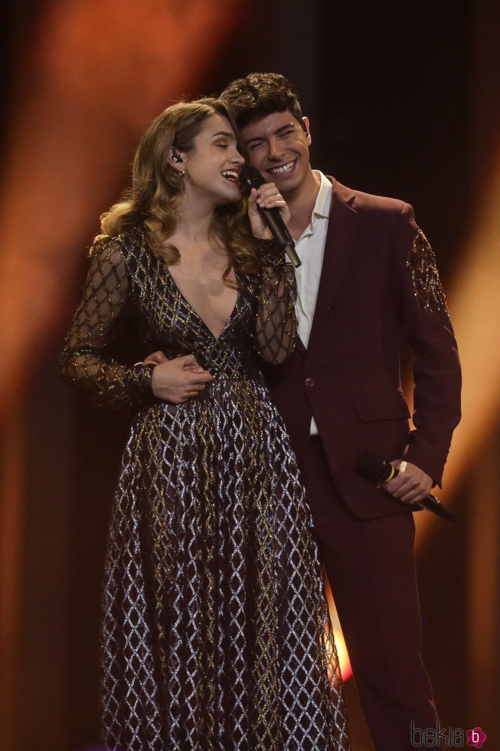 Amaia y Alfred con 'Tu canción' durante su actuación en la final de Eurovisión 2018