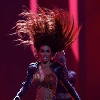 La representante de Chipre Eleni Foureira actuando con su canción 'Fuego' en la final de Eurovisión 2018