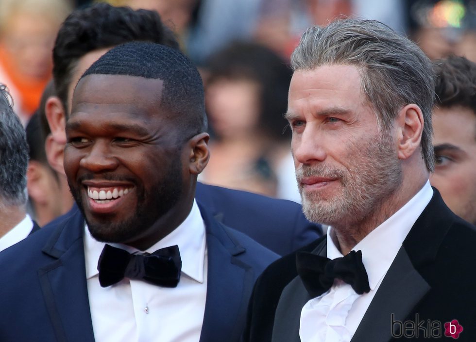 John Travolta y el rapero 50 Cent en el Festival de Cine de Cannes