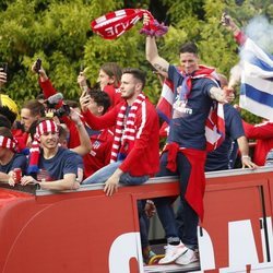 Los jugadores del Atlético de Madrid celebrando el título