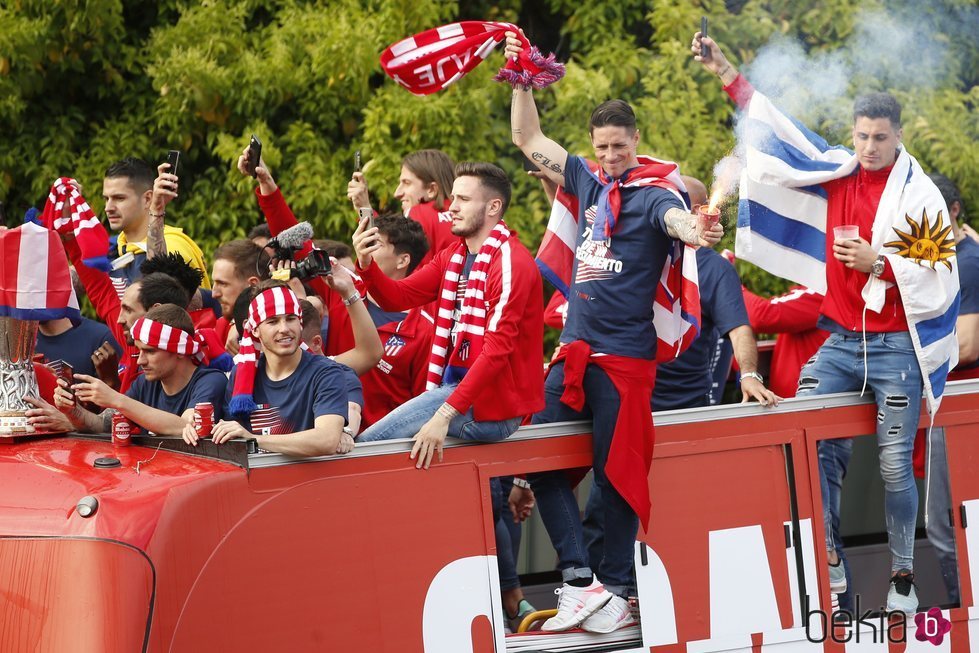 Los jugadores del Atlético de Madrid celebrando el título