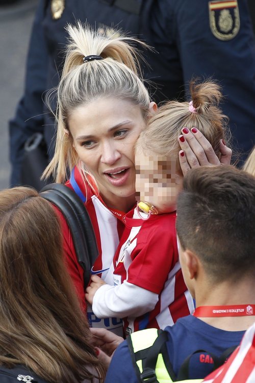 Carla Pereyra en la celebración del Atlético de Madrid