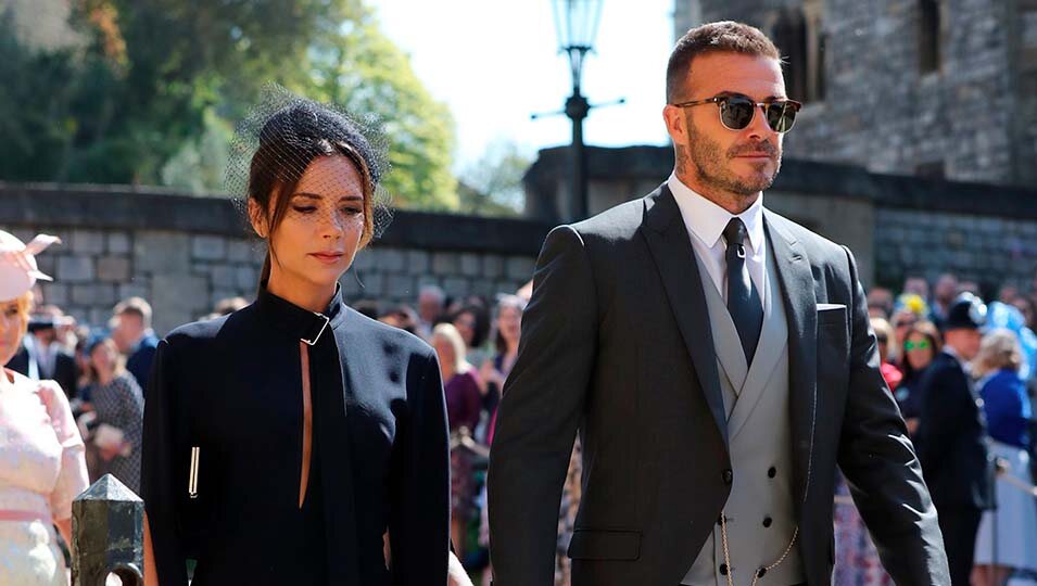 David Beckham y Victoria Beckham en la boda del Príncipe Harry y Meghan Markle