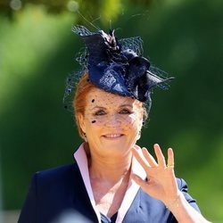 Sarah Ferguson llegando a la boda del Príncipe Harry y Meghan Markle