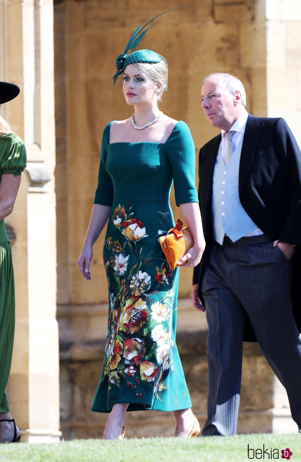 Lady Kitty Spencer llegando a la boda del Príncipe Harry y Meghan Markle