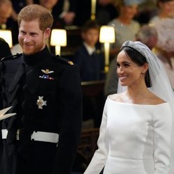 El Príncipe Harry y Meghan Markle durante su boda en la Capilla de San Jorge