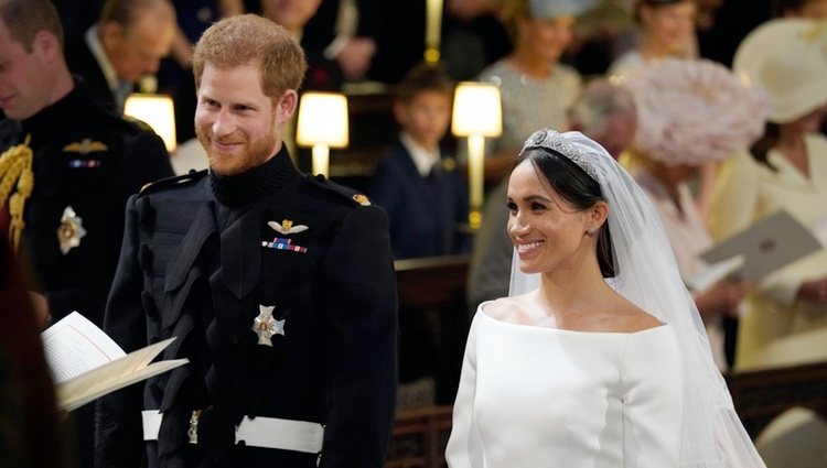 El Príncipe Harry y Meghan Markle durante su boda en la Capilla de San Jorge