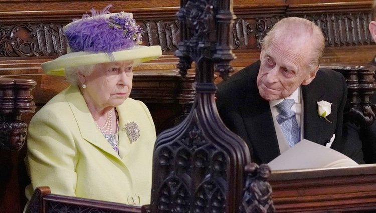 La Reina Isabel II y el Duque de Edimburgo durante la boda del Príncipe Harry y Meghan Markle