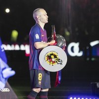 Andrés Iniesta durante su despedida del F.C. Barcelona en el Nou Camp