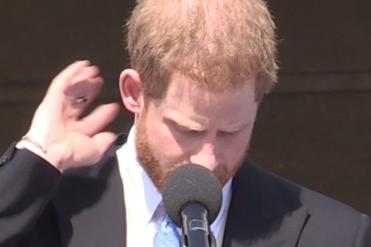 El Príncipe Harry espanta una abeja de su oreja en su primera aparición tras su boda con Meghan Markle