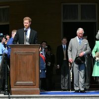 El Príncipe Harry, el Príncipe Carlos, Camilla Parker y Meghan Markle en la celebración del 70 cumpleaños del Príncipe de Gales