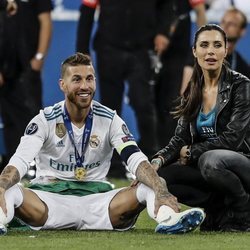 Sergio Ramos y Pilar Rubio celebrando la victoria del Real Madrid en la Champions 2018