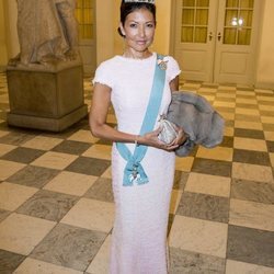 Alexandra Manley en la cena de gala del 50 cumpleaños de Federico de Dinamarca