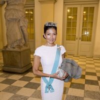 Alexandra Manley en la cena de gala del 50 cumpleaños de Federico de Dinamarca