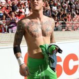 Loris Karius con el torso desnudo