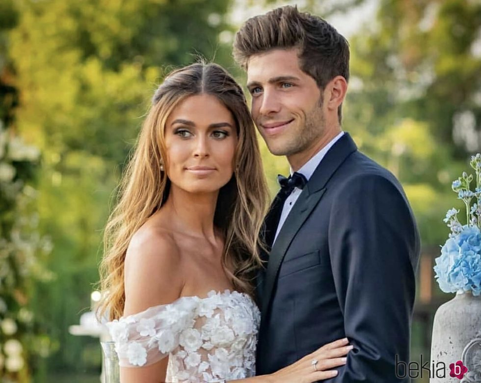 Sergi Roberto y Coral Simanovich, felices durante su boda