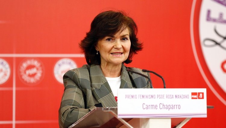 Carmen Calvo en un acto a favor del feminismo