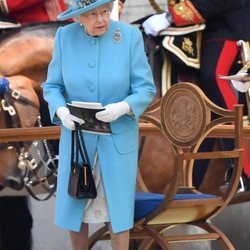 La Reina Isabel Isabel de Inglaterra durante la parada militar del Trooping The Colour 2018