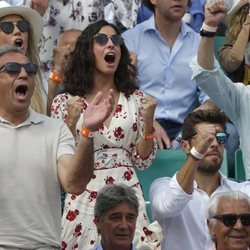 Xisca Perelló celebrando uno de los puntos de Rafa Nadal en Roland Garros 2018