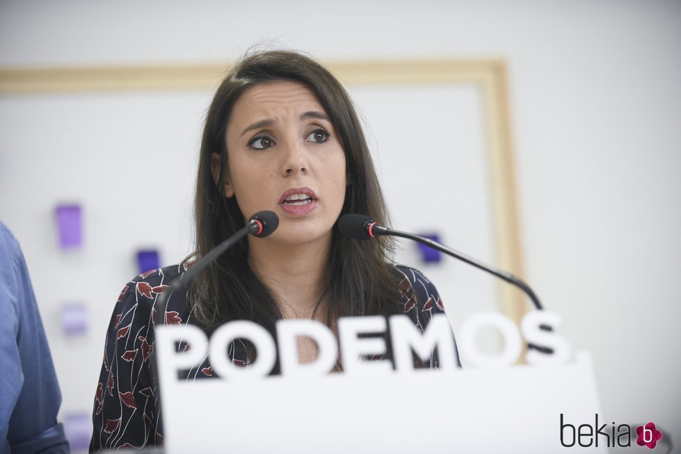 Irene Montero durante una rueda de prensa