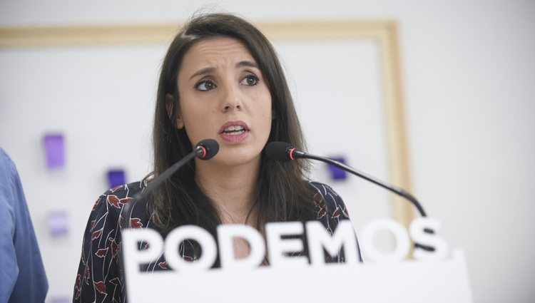 Irene Montero durante una rueda de prensa