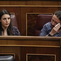 Irene Montero y Pablo Iglesias juntos en el Congreso de los Diputados