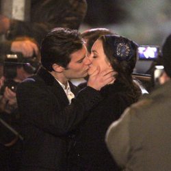 Leighton Meester y Hugo Becker en el rodaje de 'Gossip Girl'