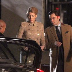 Blake Lively y Ed Westwick en el rodaje de 'Gossip Girl'