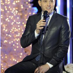 Michael Bublé durante el encendido de luces en el Rockefeller Center de Nueva York