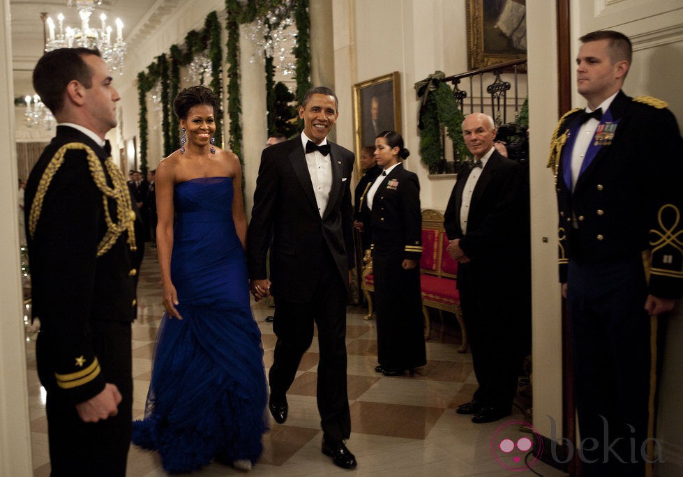 Barack y Michelle Obama a su llegada a la Gala Kennedy 2011