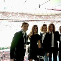 Iker Casillas, Sara Carbonero, Vanesa Lorenzo, Carles Puyol y Xavi Hernández en la inauguración del Mundial de Rusia 2018